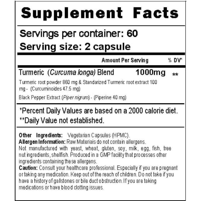 Turmeric Capsules 1000mg Conta - đánh giá và giá Turmeric Curcumin Capsule